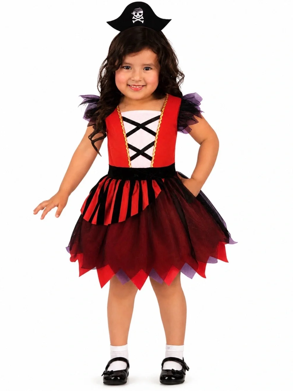 Girls Red and Black Pirate Costume Dress - Kids Costume